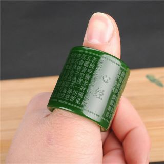 Fashion China Green Jasper Jade Carving Stlye Jewelry Men Lection Ring Wrench Dd