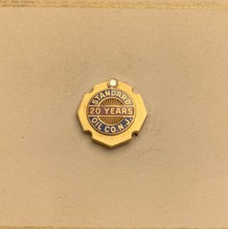 Vintage 14k Gold 1diamond 10k Back Standard Oil Co.  Nj 20yr Service Award Pin Gas