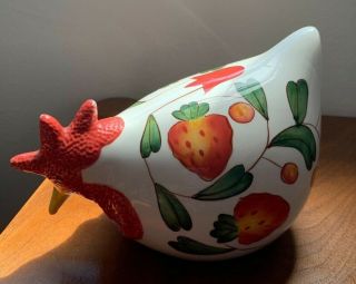 Cbk,  Ltd 1999.  Hand Painted Ceramic Rooster Chicken Strawberries Figurine