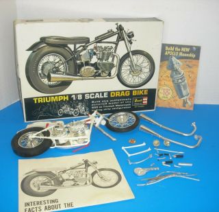 60s Early Vintage Revell Triumph 1/8 Scale Drag Bike Motorcycle Kit