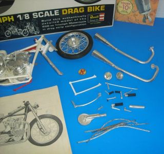 60s EARLY VINTAGE REVELL TRIUMPH 1/8 SCALE DRAG BIKE MOTORCYCLE KIT 3
