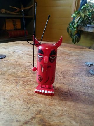 Vintage Popsies Pride Creations Inc Wooden Popup Figurine Novelty " Red Devil "