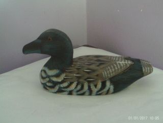 Fabulous Vintage Chinese Art Carved & Painted Wooden Duck Figure 15 Cms Long