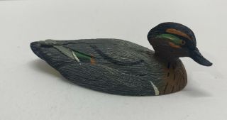Wm J Koelpin 1982 Vintage Miniature Duck Decoy Figurine Green - Winged Teal
