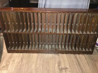 Vintage Wood Display Case Rack With Brass Inlay Fifty Slots Detailed Salvage