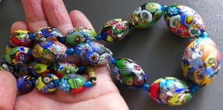 Lovely,  Unusual,  Very Chunky,  Vintage Venetian Millefiori Glass Bead Necklace