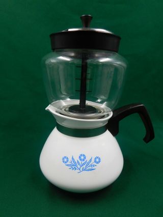 Vintage Corning Ware Blue Cornflower Drip O Lator P - 114 6 Cup Coffee Tea Pot