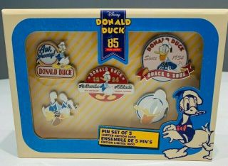 Disney Limited Edition 1600 Donald Duck 85th Anniversary Birthday Pin Set Of 5