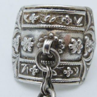 VINTAGE CHINESE WHITE METAL DRESS RING WITH PENDANTS 3
