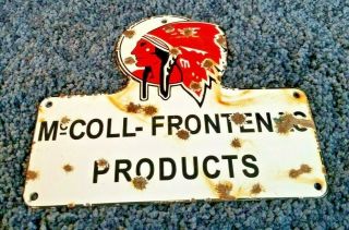 Vintage Red Indian Mccoll Frontenac Porcelain Native American Service Sign