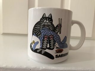 Vintage 1989 B Kliban Cat Coffee Mug Cup Sashimi