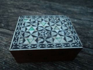 Small Mid 20th C. ,  North - East Indian,  Inlaid,  Sadeli Micro Mosaic Stamp Box.