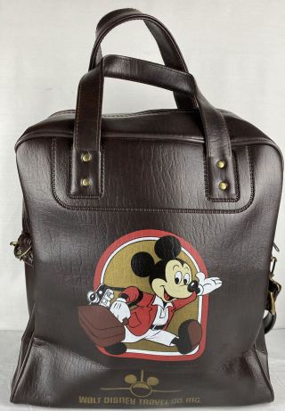 Vintage Collectible Walt Disney Mickey Mouse Travel Company Inc.  Bag Brown Vinyl
