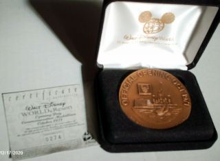Rare Walt Disney World Official Opening Oct 1971 Medallion Coin Le 274 Of 1971