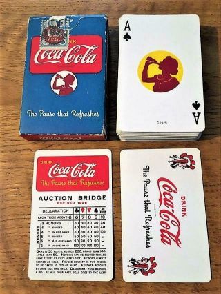 Old Vintage Coca Cola Silhouette Girl Playing Cards