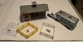 Breyer Stablemates Red Stable Set And Truck And Trailer (not Complete)