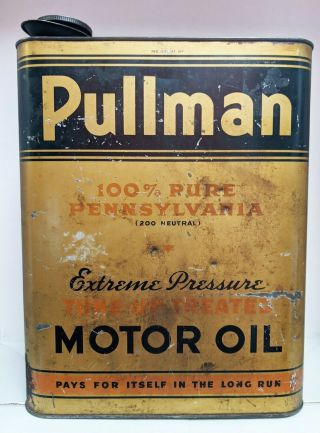 Vintage Pullman 2 Gallon Motor Oil Can - 100 Pure Pennsylvania