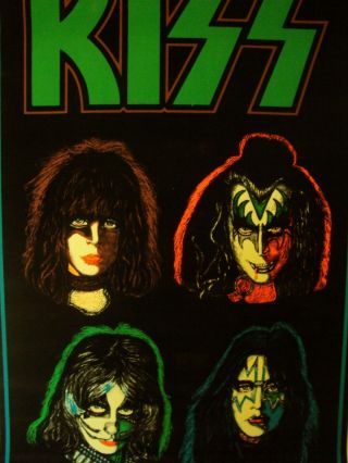 Vintage Kiss 1992 Four Faces Black Light Poster