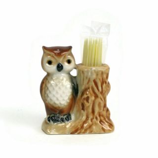 Vintage Owl Toothpick Holder With Plastic Toothpicks | Giftcraft