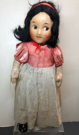 14.  5” Vintage Antique 1940’s “snow White” Cloth Doll Painted Face Sf5