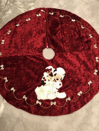 Vintage Disney Mickey & Minnie Mouse Victorian Christmas Tree Skirt