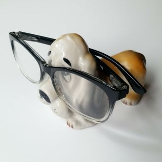 Vintage Droopy Ear Dog Hollow Ceramic Basset Hound Sad Dog Eyeglass Holder