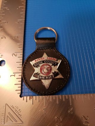 Cook County Illinois Sheriff Marine Corps Usmc Star Badge Leather Keychain