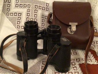 Carl Zeiss Jena Binoculars With Leather Case.  Vintage Binoculars.