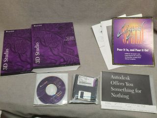 Mib Vintage Autodesk 3d Studio Release 3 Version 3.  0a 3.  5 Floppy 3 - 1/2