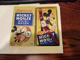 Vintage Ingersoll Walt Disney Mickey Mouse Watch With Paper