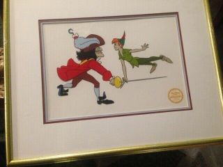 Disney Sergraph Cel Picture Captain Hook And Peter Pan Face Off