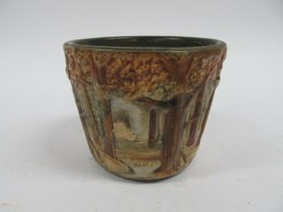 Vintage Weller Art Pottery - Forest Pattern - 4.  5 " Tall Planter Pot