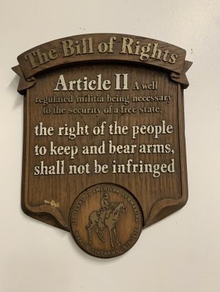 Vintage Marlin Firearms Company Bill Of Rights Second Amendment Store Sign