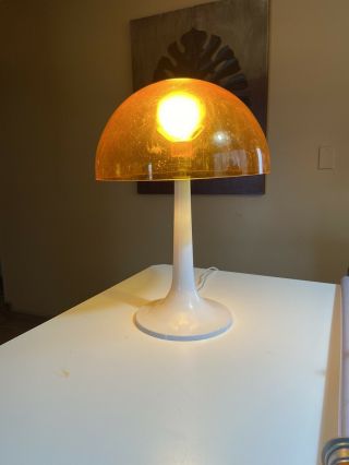 Vintage Mid Century Modern Space Mushroom Orange White Lamp Nutron Plastics L@@k