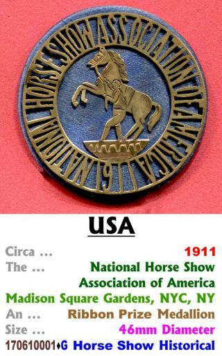 Rosette Badge • Usa • National Horse Show • York City • 1911 • 170610001•g