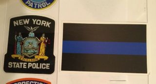 Nys Ny York State Police Official In/window Faces/out Decal,  Blue Sticker O