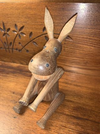 Vintage Wooden Souvenir 1958 Zoo Line Donkey Moveable Joints Los Angeles 6 1/4”