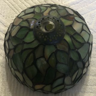 Vintage Tiffany Style Lamp Shade Green Wisteria Stained Glass Lampshade