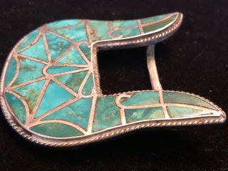 Vintage Navajo Silver And Turquoise Belt Buckle Natural Royston 1950 