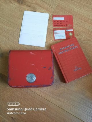 Vintage Omega Watch Box With Plastic Cards,  Cards Sleeve And Book Full Set