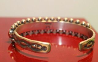 Vintage Sterling Cuff Bracelet Native American Coral Signed LF 2