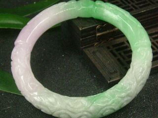 Chinese Antique Nephrite Grade A Lavender Jade Bangle - Dragon - Ruyi Bracelets