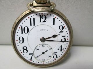 Vintage Illinois 10k Gold Plated Non Running Pocket Watch 19 Jewels