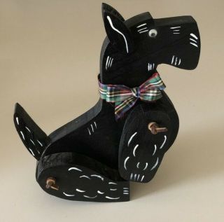Old Wood Toy w Moving Legs Scottish Terrier Black Scottie Dog Scotty 3