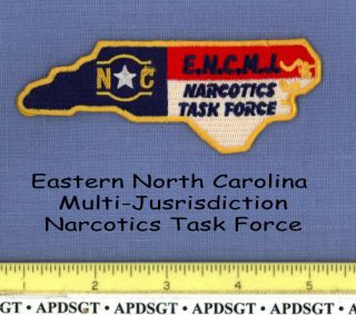 Eastern North Carolina Narcotics Task Force Police Patch Drug State Shape Encmj