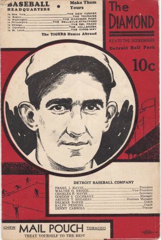 Vintage 1930s Score Card Detriot Tigers York Yankees Scored Big Names