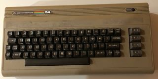 Vintage Commodore 64 Computer,  Video Audio Cable,  Box & Power Supply -
