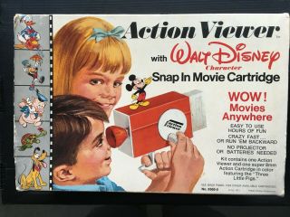 Vintage Disney Action Film Movie Viewer W/ 3 Disney Cartridges