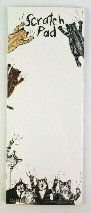 Scratch Pad W/ Cats Magnetic Refrigerator List Note Pad Made In Canada