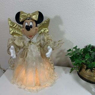 Disney Minnie Mouse Victorian Tree Topper Christmas Lights Up 15” Animated Vtg
